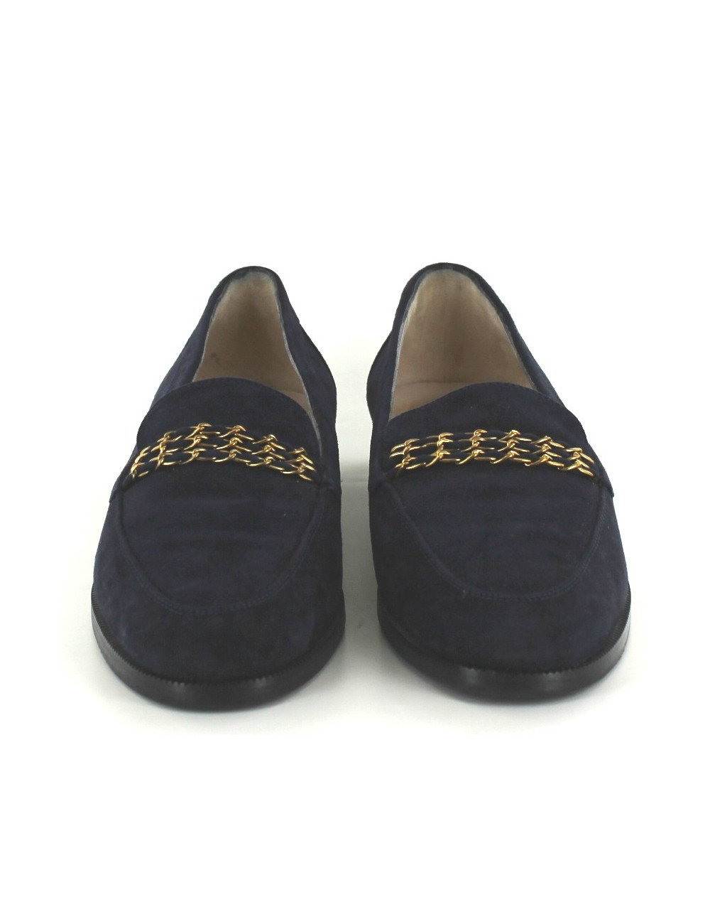 Mocassins CHANEL en veau velours bleu marine T 37,5