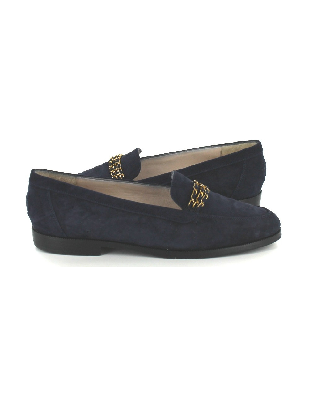 Mocassins CHANEL en veau velours bleu marine T 37,5