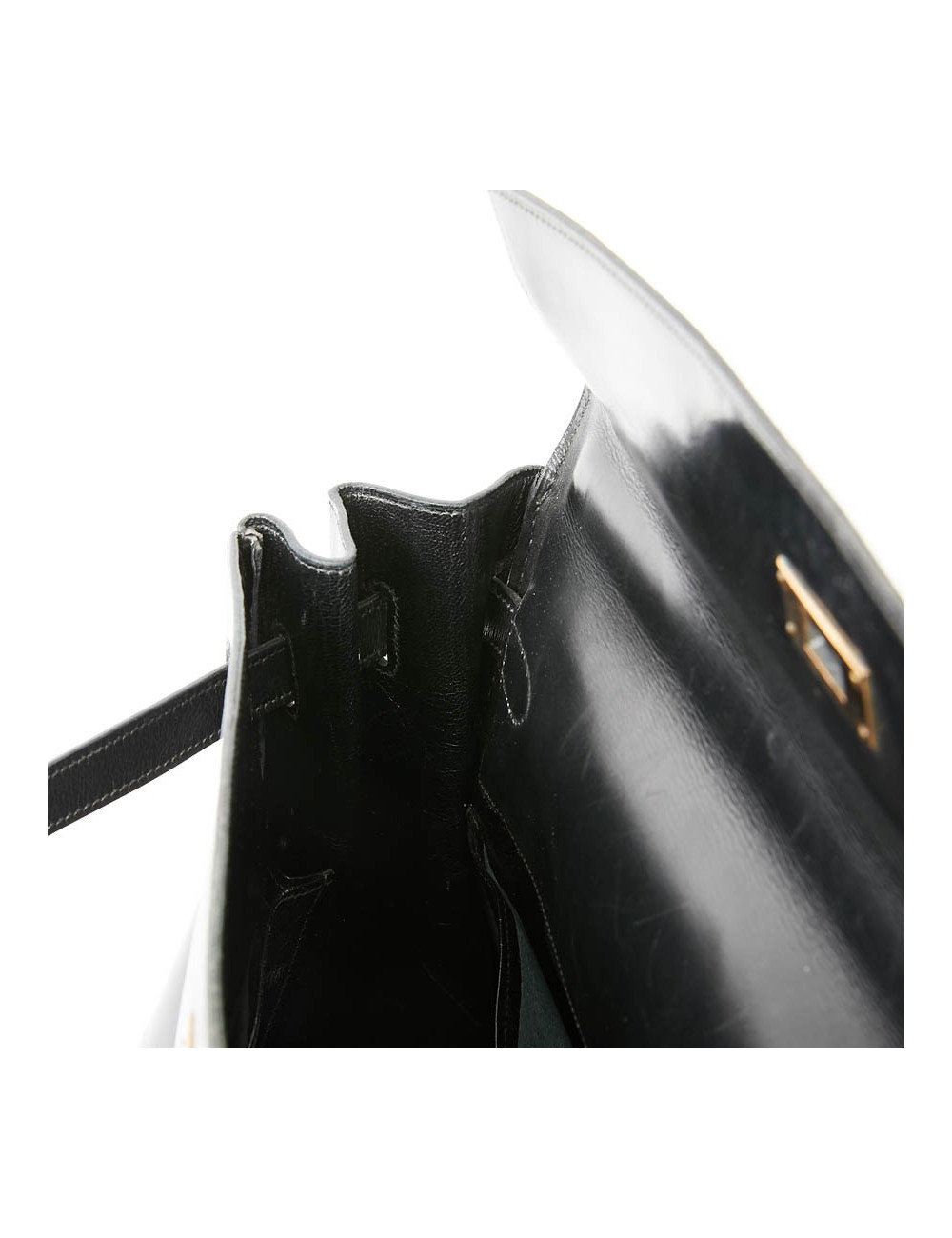 Sac à main Kelly 35 HERMES cuir box noir Vintage