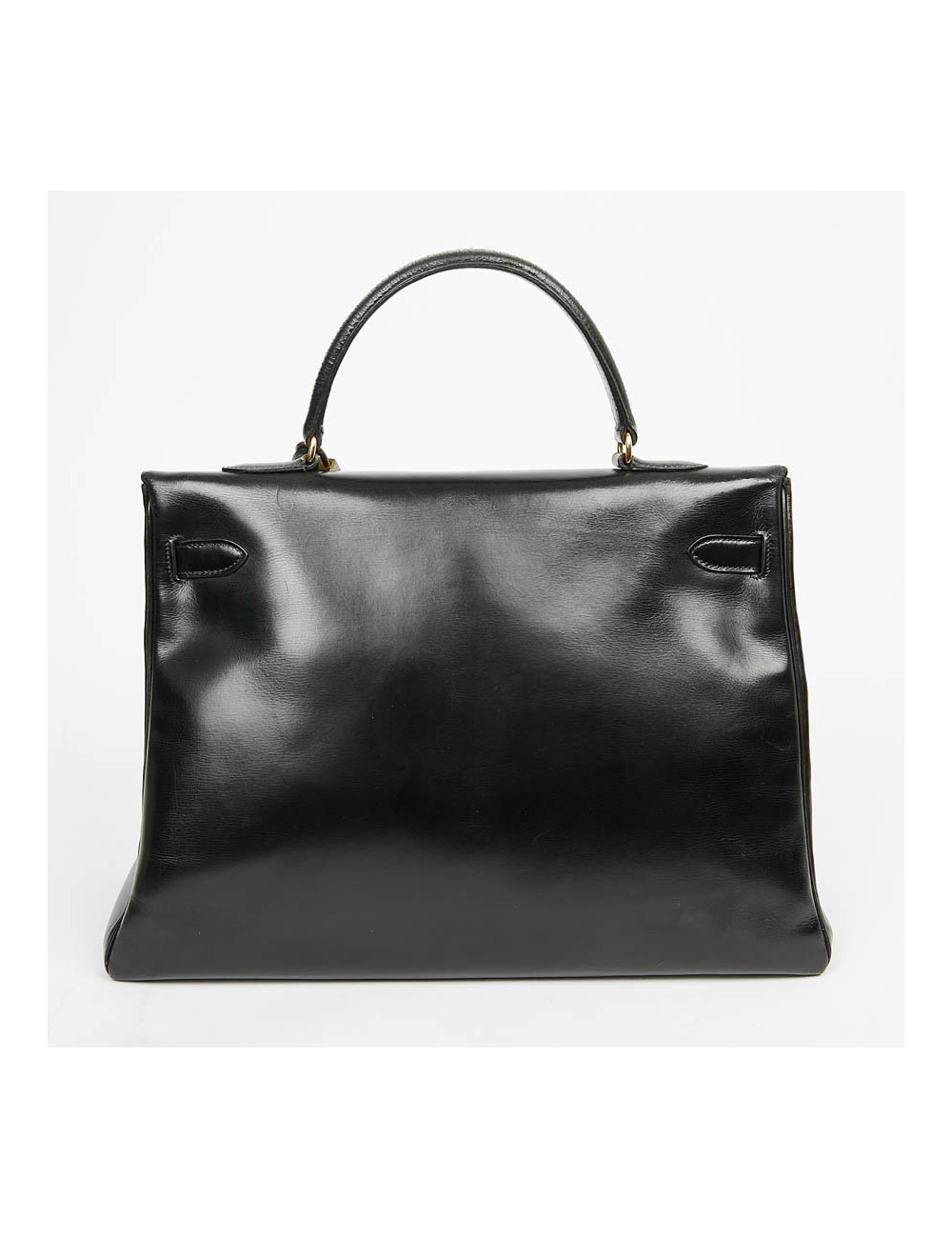 Sac à main Kelly 35 HERMES cuir box noir Vintage