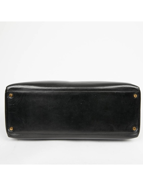 Sac à main Kelly 35 HERMES cuir box noir Vintage