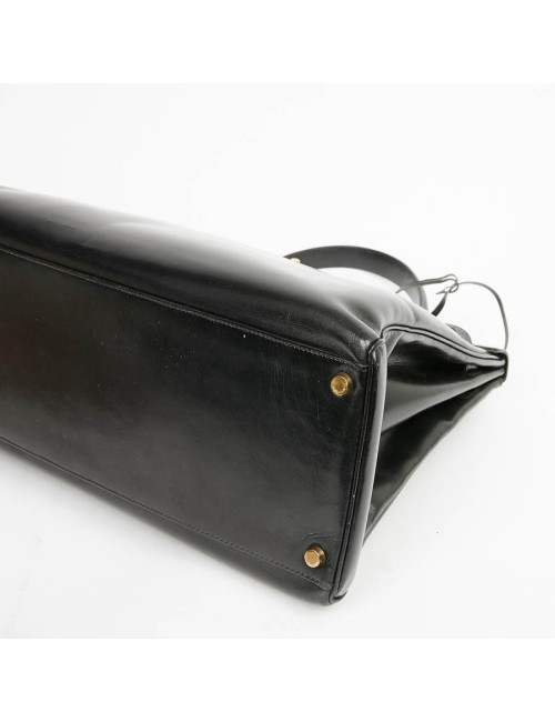 Sac à main Kelly 35 HERMES cuir box noir Vintage