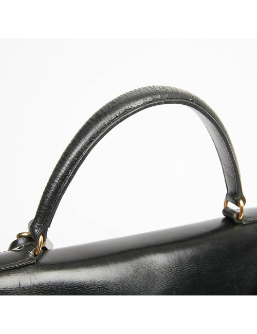 Sac à main Kelly 35 HERMES cuir box noir Vintage