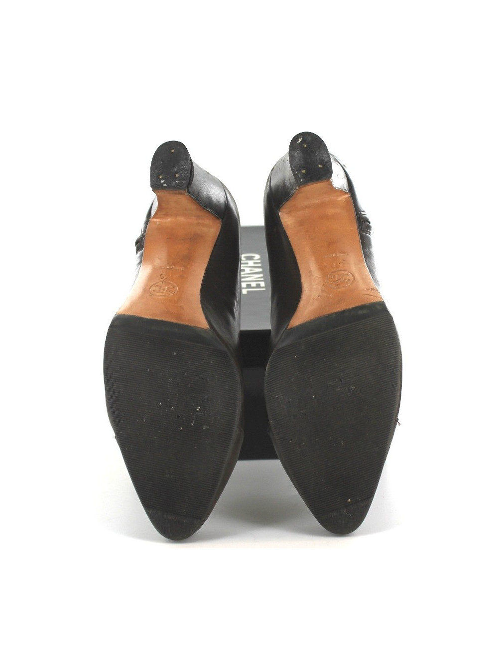 Bottines CHANEL en cuir marron foncé T 37,5