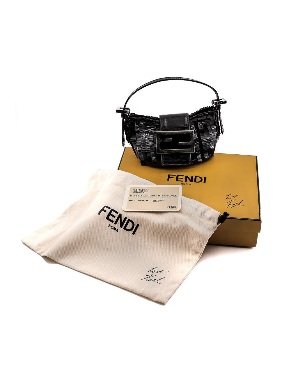 Mini baguette FENDI sequins noirs