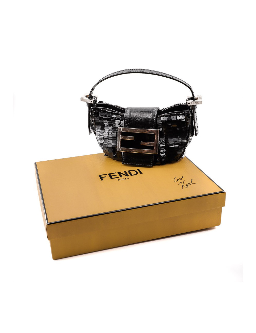 Mini baguette FENDI sequins noirs