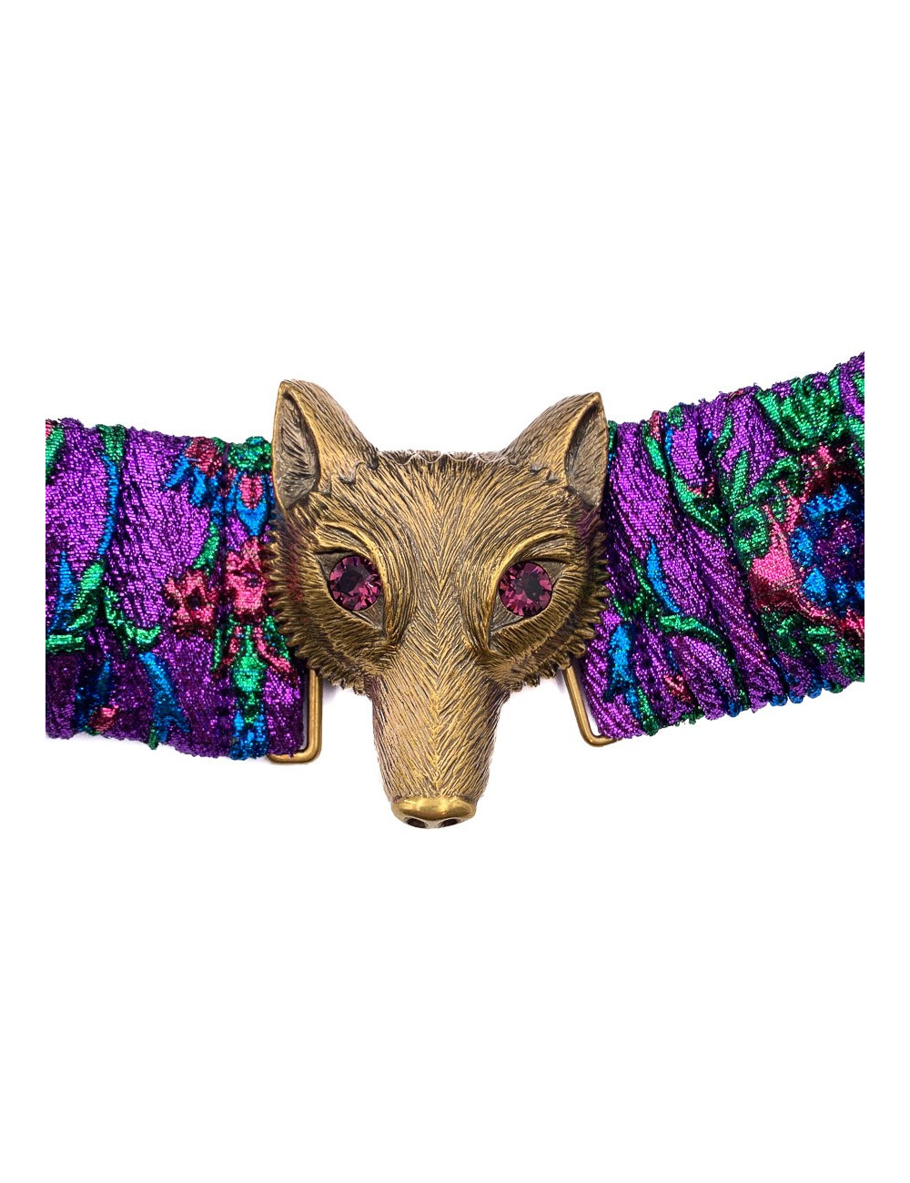 Ceinture GUCCI multicolore tête de loup dorée