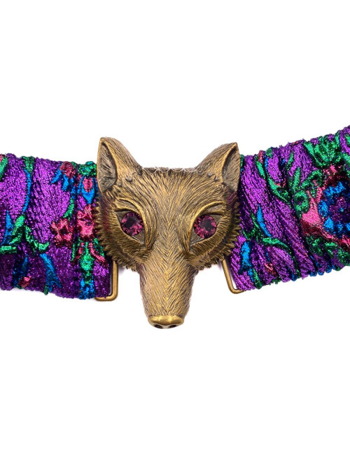 Ceinture GUCCI multicolore tête de loup dorée