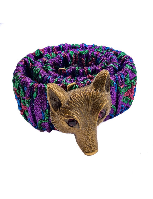 Ceinture GUCCI multicolore tête de loup dorée