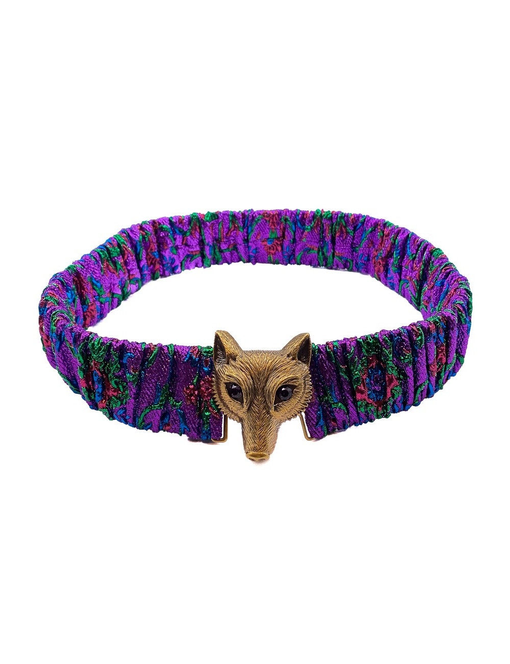 Ceinture GUCCI multicolore tête de loup dorée