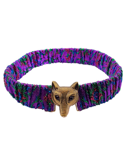 Ceinture GUCCI multicolore tête de loup dorée