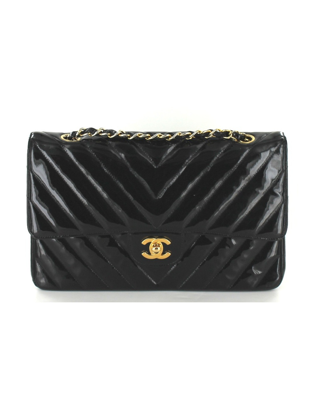 Sac CHANEL timeless en cuir vernis noir 