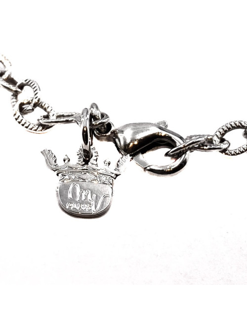 MARGUERITE DE VALOIS Bracelet cabochon pâte de verre ambrée