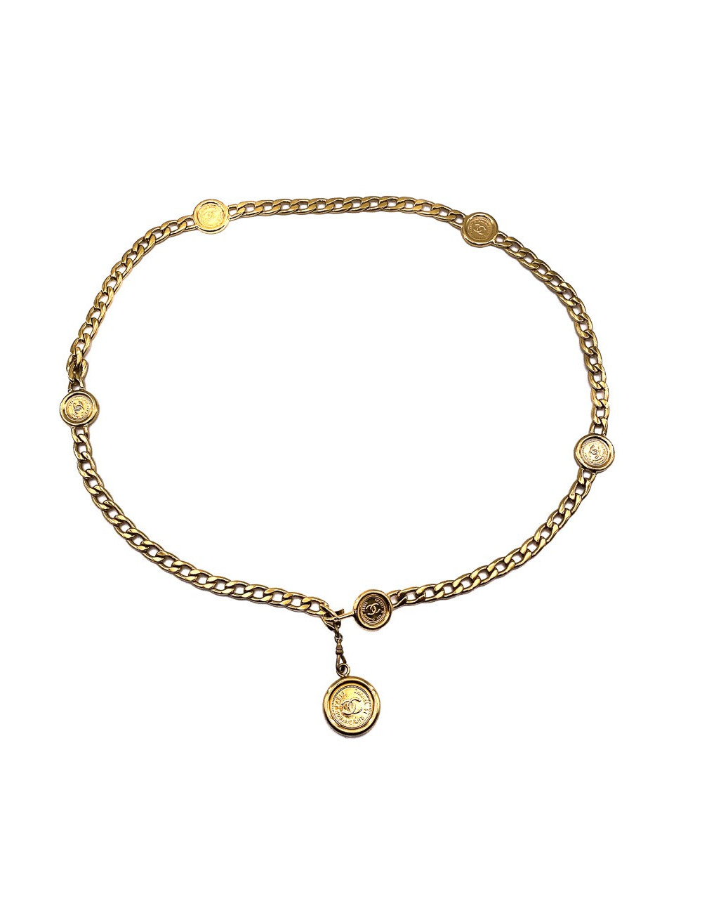 Ceinture vintage pièces CHANEL dorée 