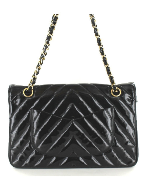 Sac CHANEL timeless en cuir vernis noir 