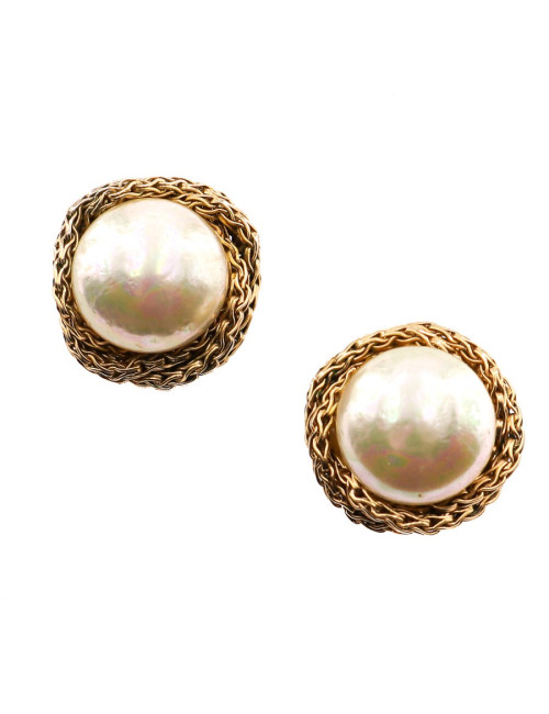 Clips perles CHANEL dorés vintage