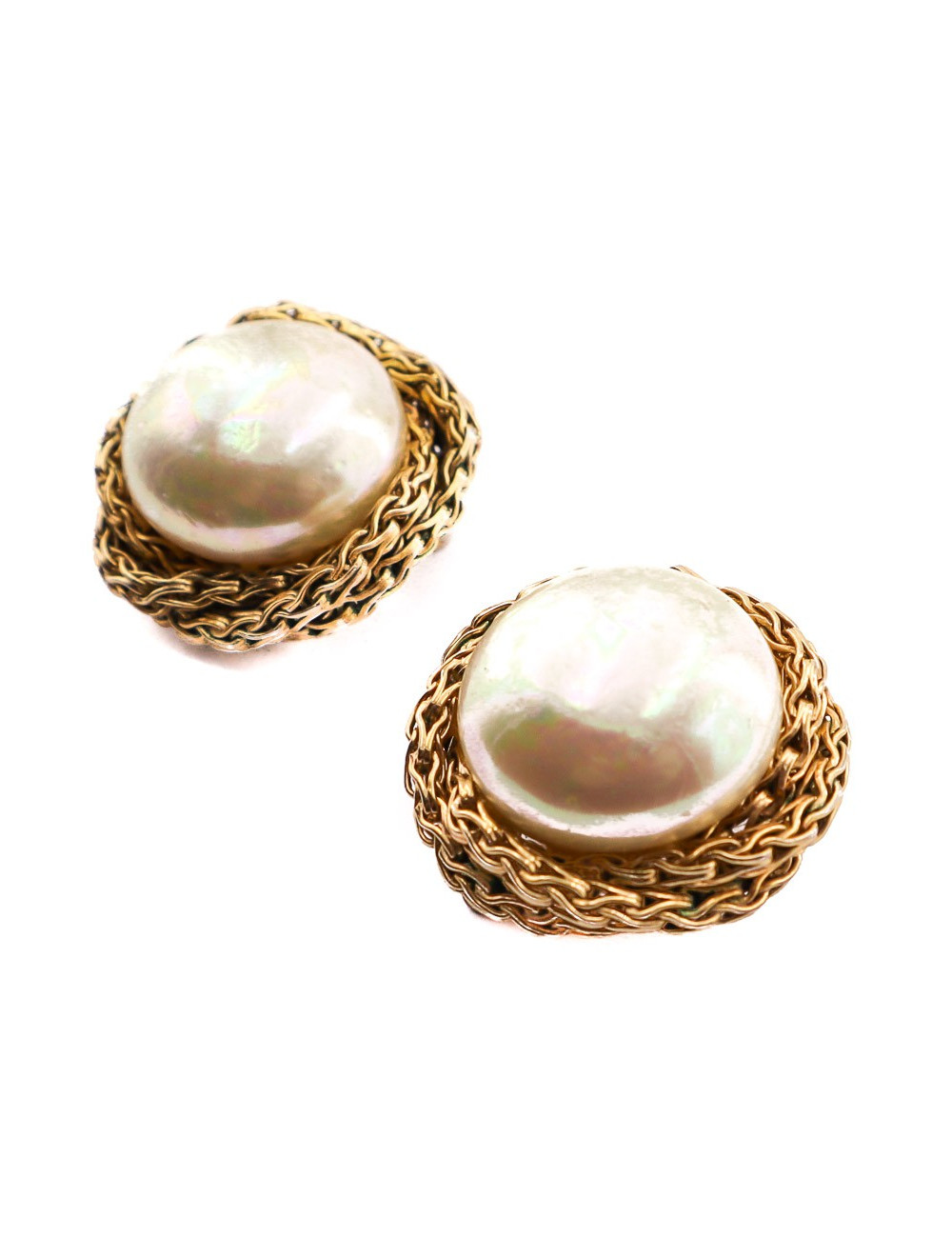 Clips perles CHANEL dorés vintage