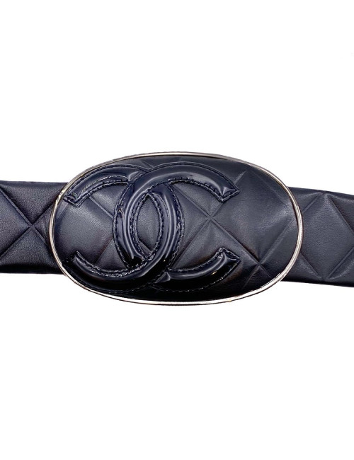 Ceinture cuir noir T85 CHANEL