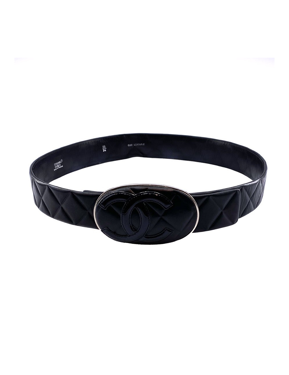 Ceinture cuir noire T85 CHANEL