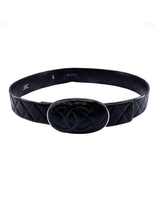Ceinture cuir noir T85 CHANEL