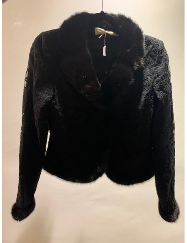 Veste dentelle et vison VALENTINO