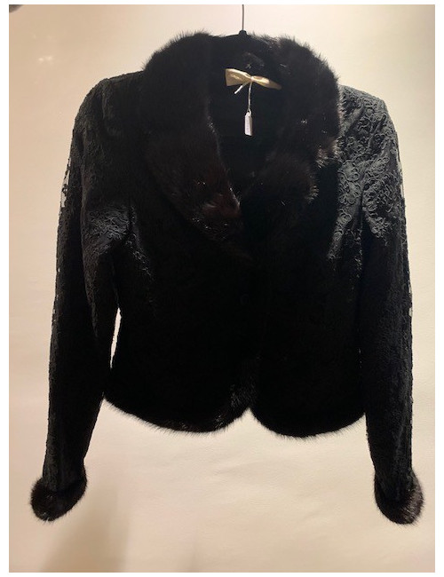 Veste dentelle et vison VALENTINO