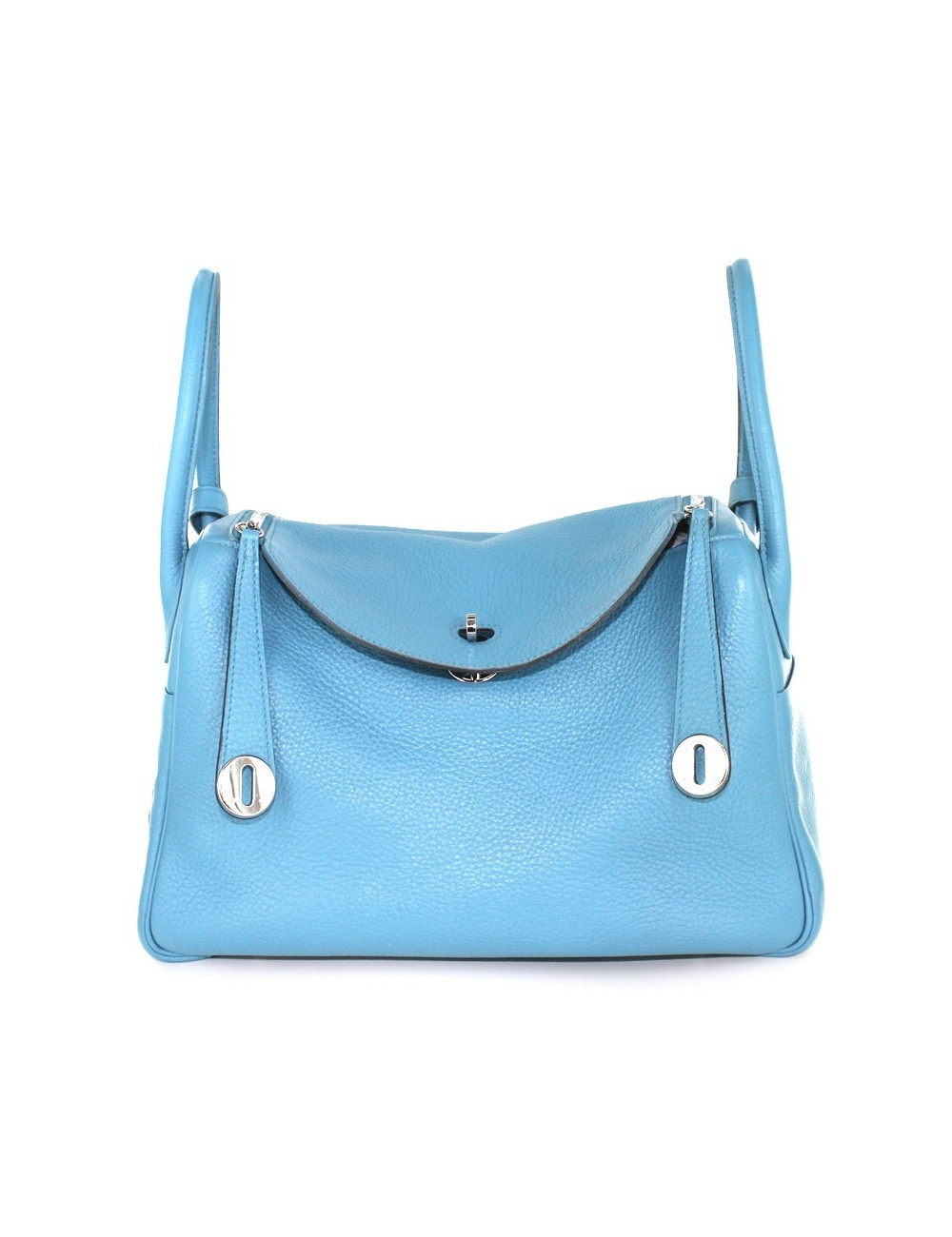 LINDY 30 HERMES en cuir taurillon bleu 