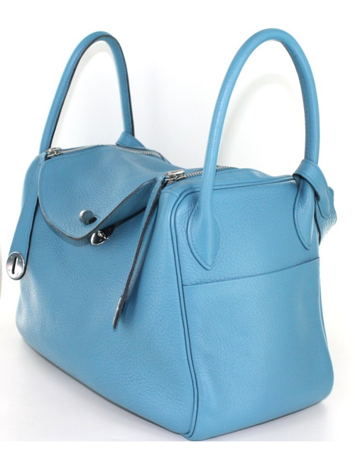 LINDY HERMES en cuir taurillon bleu 