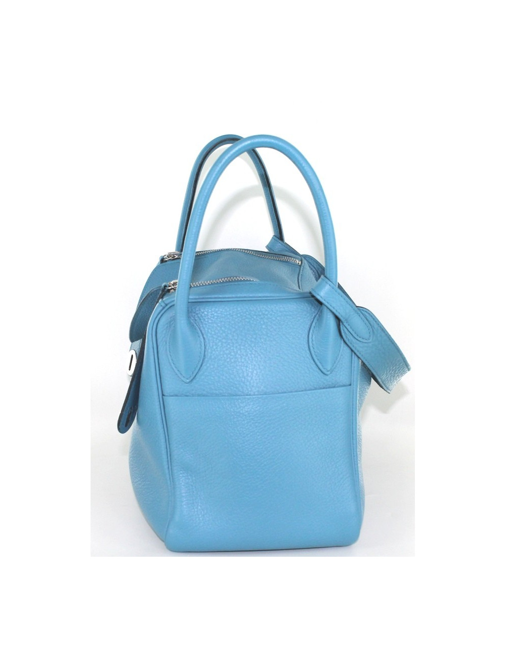 LINDY 30 HERMES en cuir taurillon bleu 