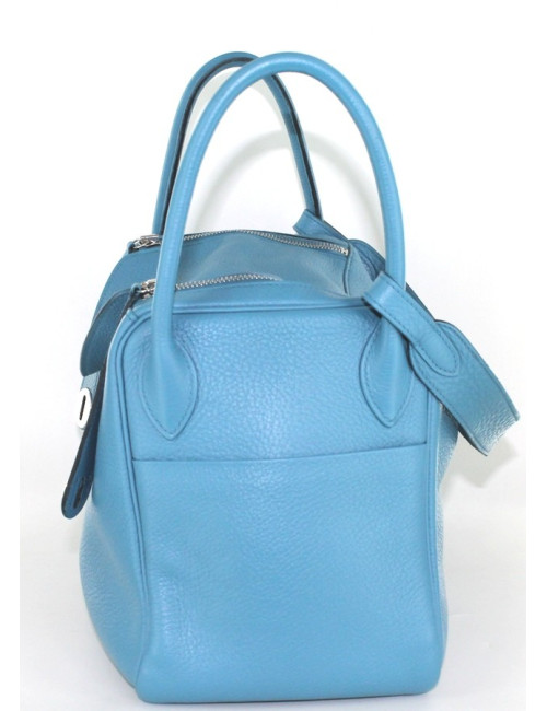 LINDY HERMES en cuir taurillon bleu 