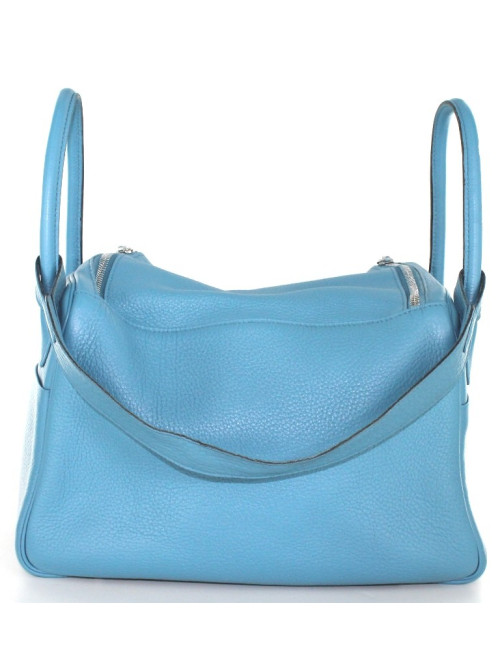 LINDY HERMES en cuir taurillon bleu 