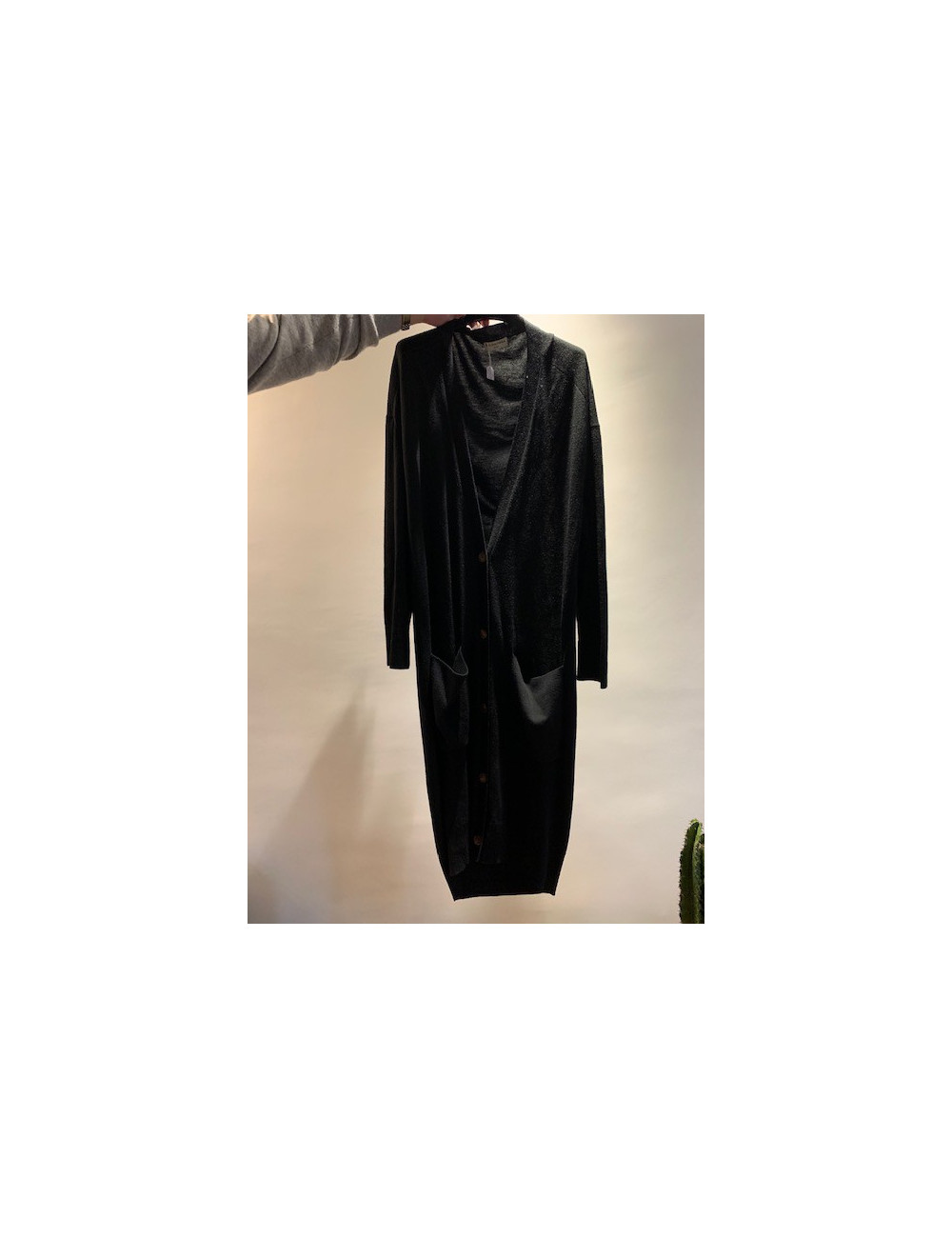 Gilet long BALENCIAGA T44 laine noire