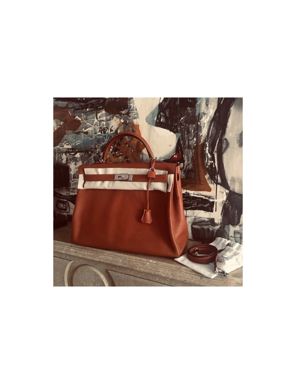 Kelly 40 HERMES cuir grainé fauve