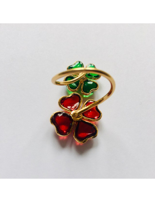 Bague fleurette MARGUERITE DE VALOIS rubis émeraude