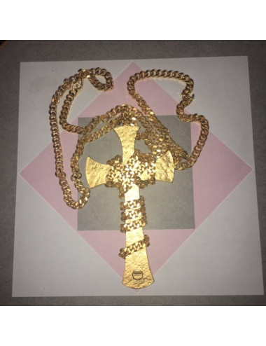 MARGUERITE DE VALOIS chained gilded cross necklace