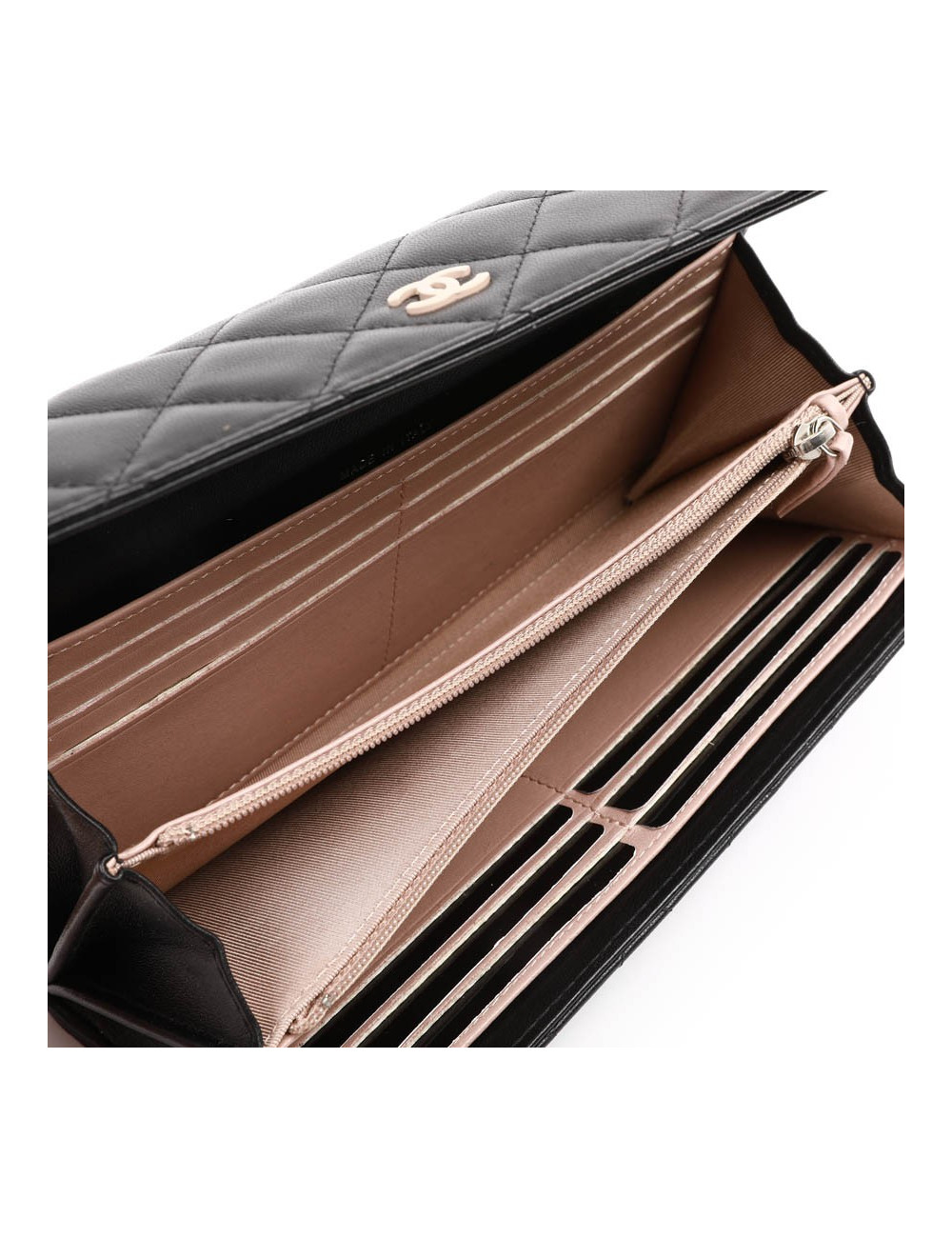 Portefeuille à rabat CHANEL cuir matelassé noir