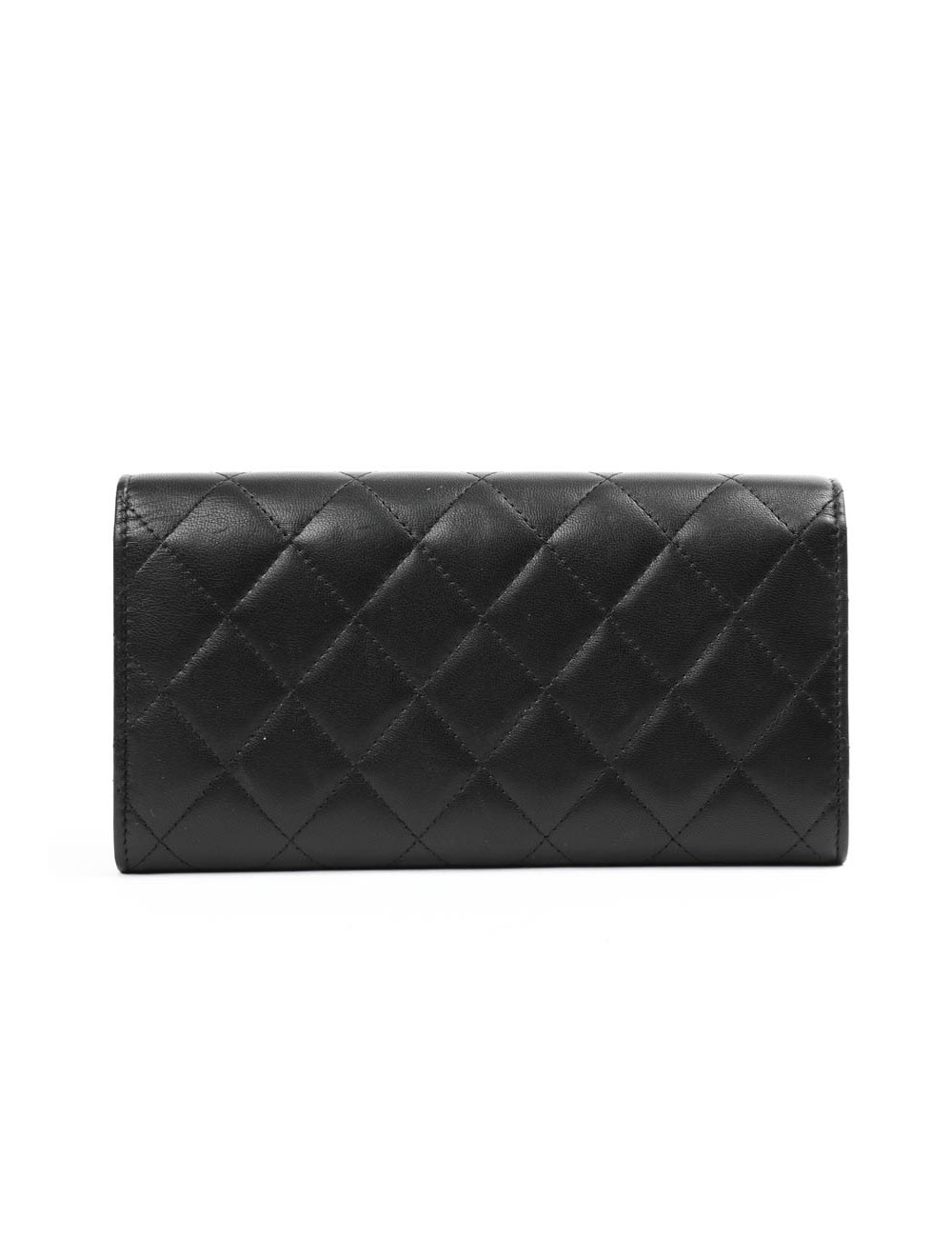 Portefeuille à rabat CHANEL cuir matelassé noir