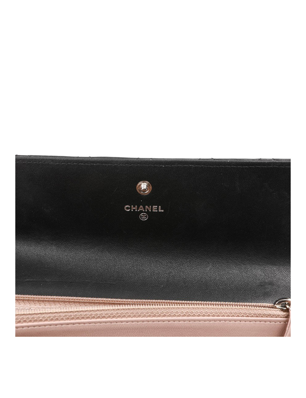 Portefeuille à rabat CHANEL cuir matelassé noir