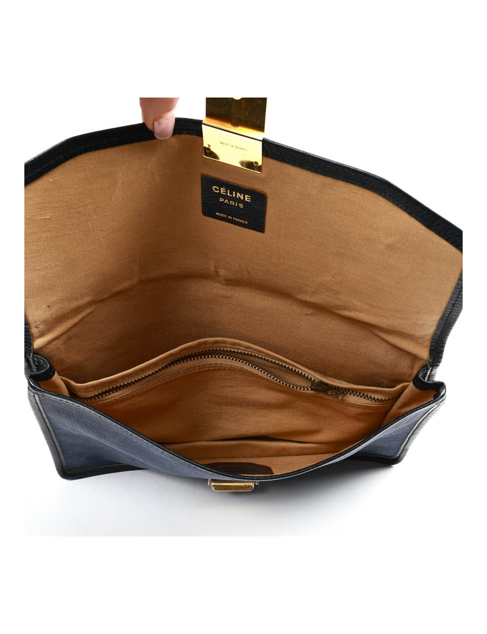 Pochette CELINE lin bleu Vintage