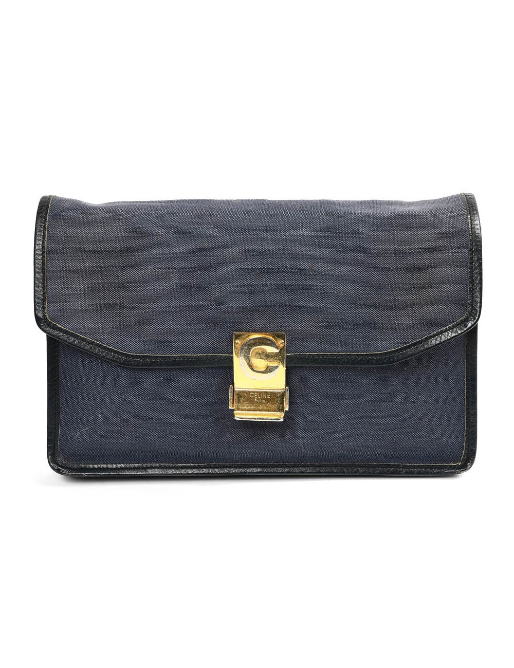 Pochette CELINE lin bleu Vintage