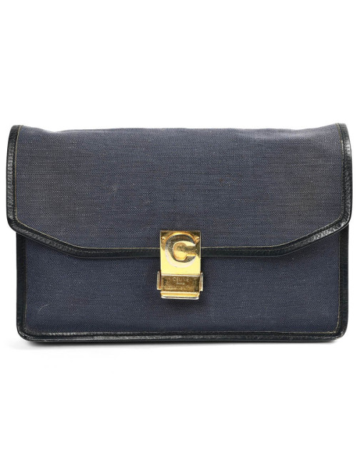 Pochette CELINE lin bleu Vintage
