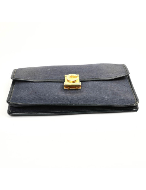 Pochette CELINE lin bleu Vintage