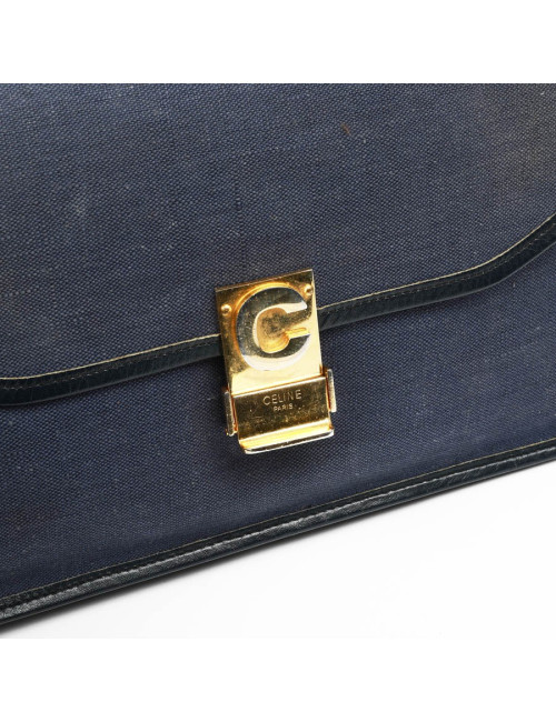 Pochette CELINE lin bleu Vintage