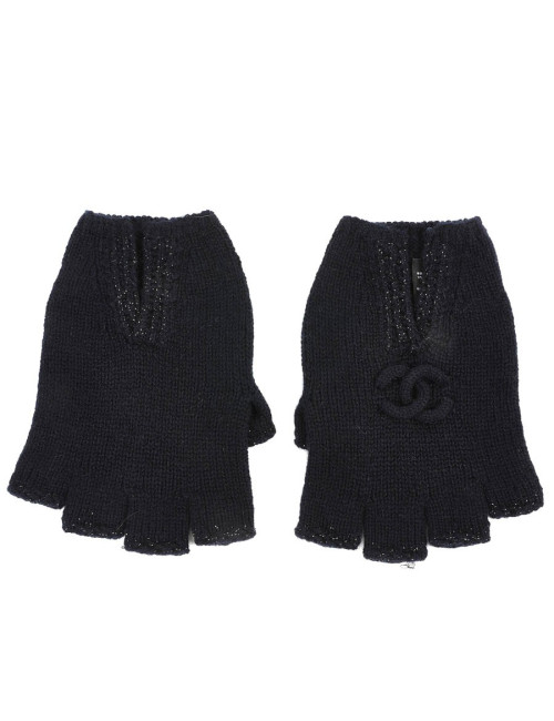 Mitaines CHANEL cachemire bleu marine