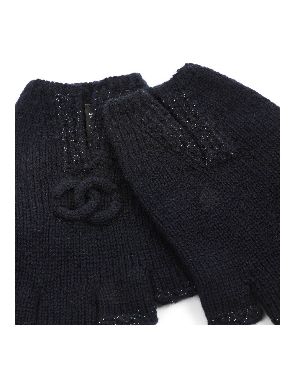 Mitaines CHANEL cachemire bleu marine