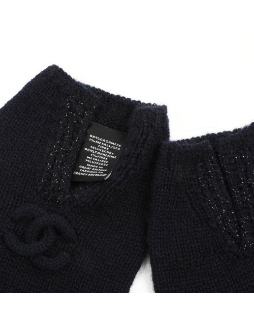 Mitaines CHANEL cachemire bleu marine