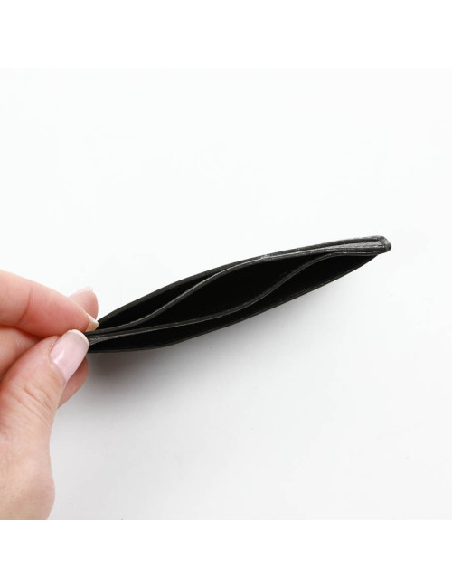 Porte-cartes YSL SAINT LAURENT cuir gris métallisé