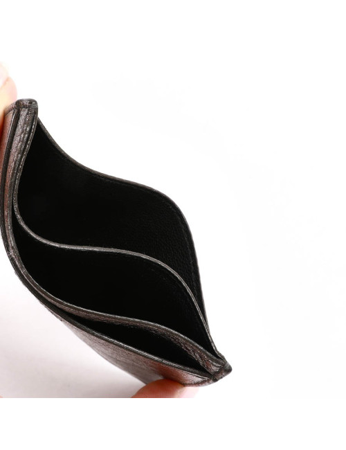 Porte-cartes YSL SAINT LAURENT cuir gris métalisé