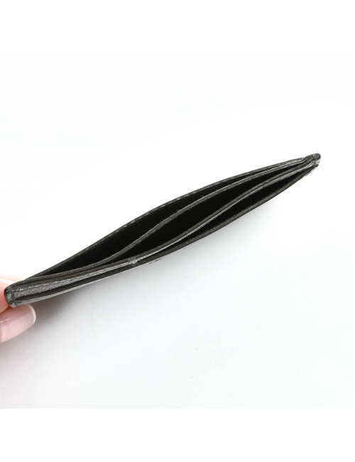 Porte-cartes YSL SAINT LAURENT cuir gris métalisé