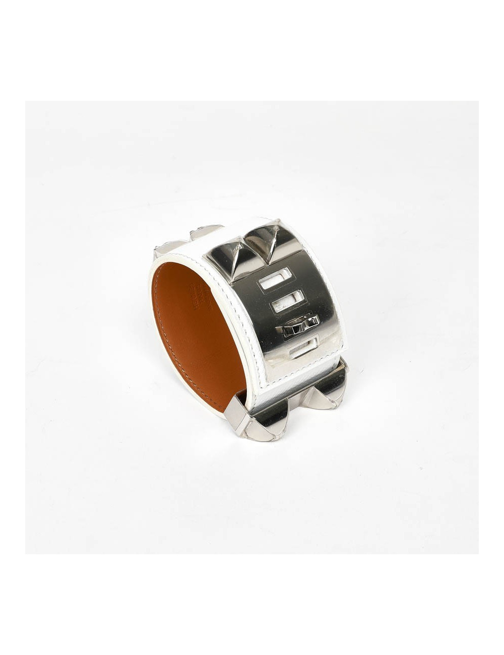 Manchette CDC HERMES cuir epsom blanc 